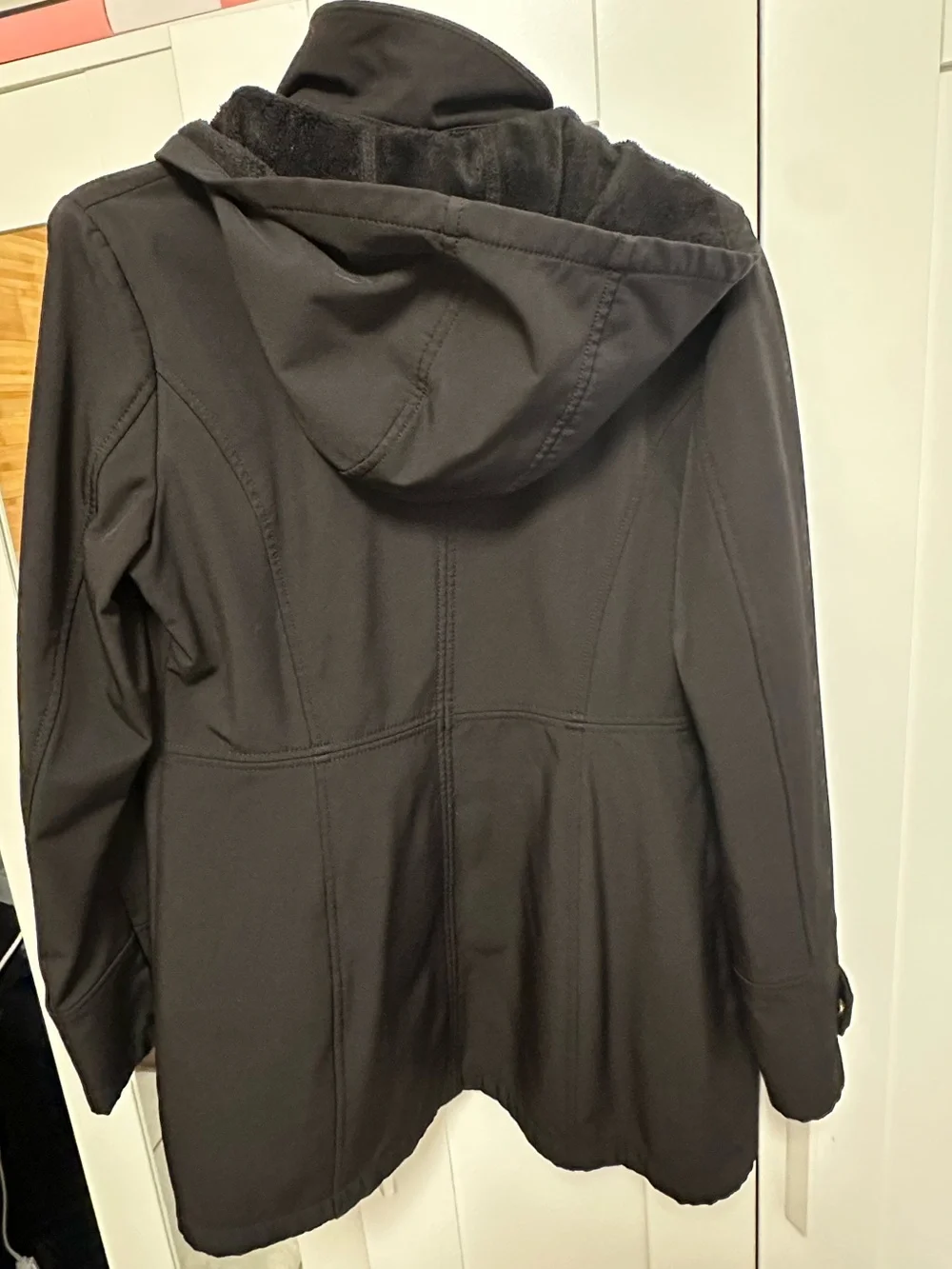 Michael Kors Black Zip-Front Trench Coat with Hood